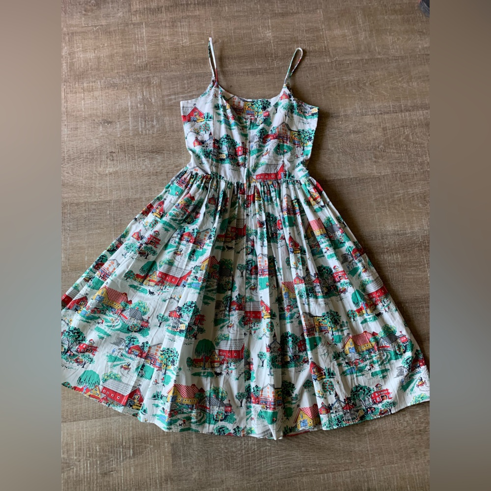 Bernie Dexter Womens Retro Chelsea Dress M Pinup USA Fit & Flare rockabilly vtg - Picture 5 of 14